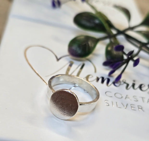 Ashes into Silver Disc Ring Flat Band Style