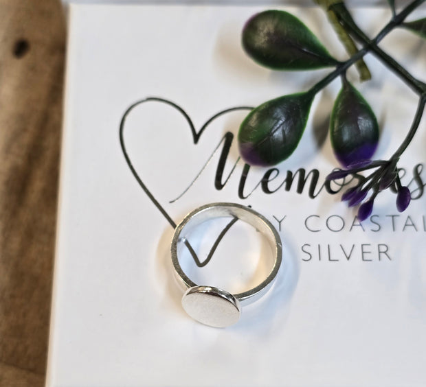 Ashes into Silver Disc Ring Flat Band Style
