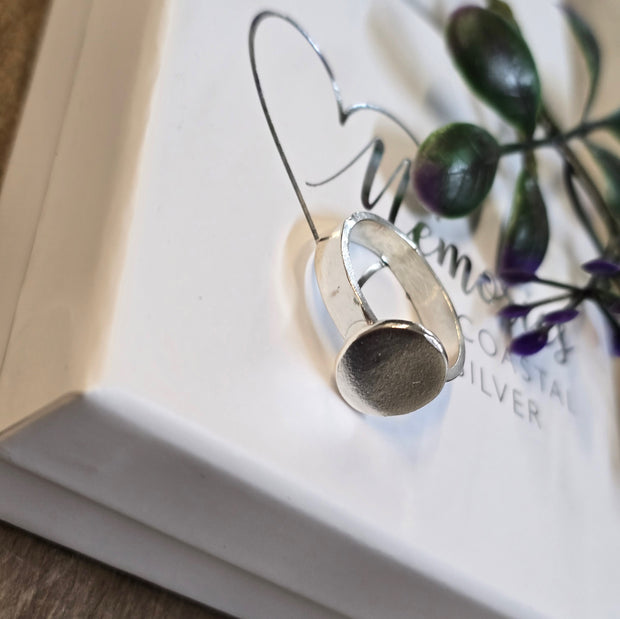 Ashes into Silver Disc Ring Flat Band Style