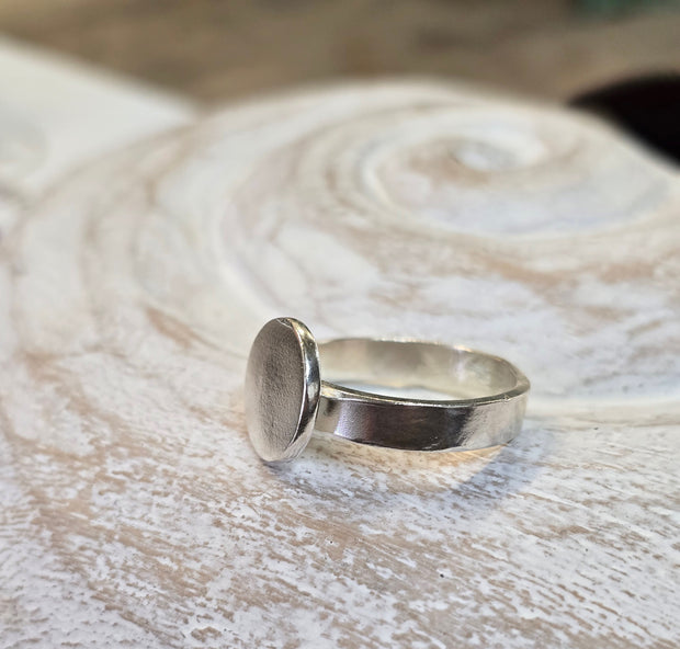 Ashes into Silver Disc Ring Flat Band Style