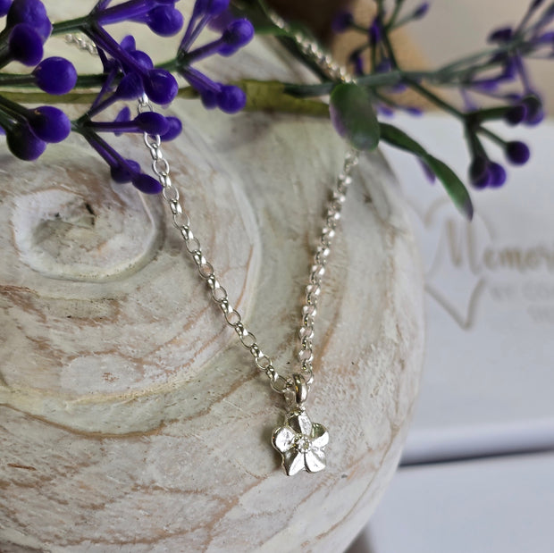 Ashes into Silver Forget me not Belcher Necklace