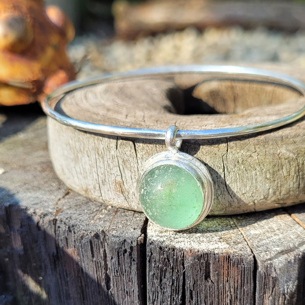 Seafoam Marble Sea Glass Bangle (42)