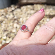 Raspberry Ripple Sea Glass Ring (53)