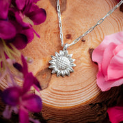 Ashes into Silver 'Sunflower' Long Link Necklace