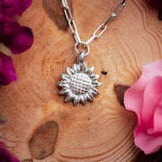 Ashes into Silver 'Sunflower' Long Link Necklace