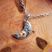 Ashes Into Silver 'Luna Moon Gold Star' Belcher Necklace