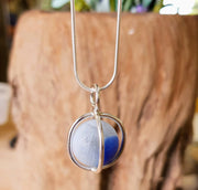 Planet Earth Blue & White Marble Necklace