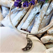 Crescent Moon Stamped Bangle