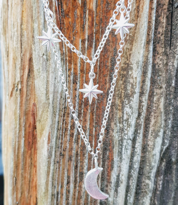 Moon and North Star Stacker Necklace