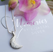 Crescent Moon Ashes into Silver Necklace