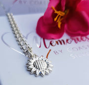 Sunflower Ashes into Silver Necklace