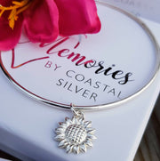 Ashes into Silver Sunflower Bangle