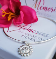 Ashes into Silver Sunflower Bangle