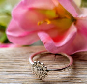 Little Sunflower Ashes into Silver Ring