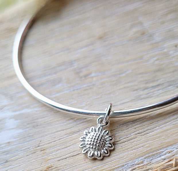 Little Sunflower Ashes into Silver Bangle