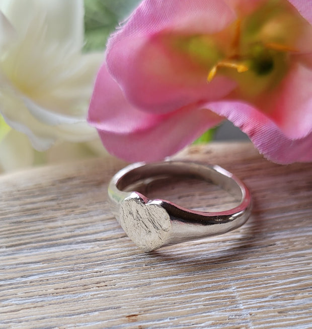 Treasured Memories Ashes Into Silver Heart Signet Ring