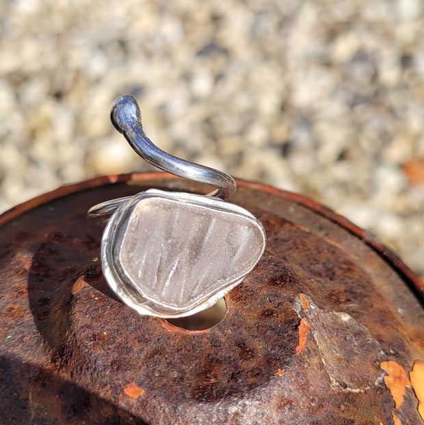 Pink Coral Sea Glass Ring (198)