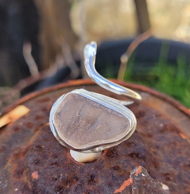 Pink Coral Sea Glass Ring (198)