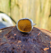 Sea Urchin Texture Sea Glass Ring (197)