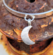 Crescent Moon Chunky Stamped Charm Bangle