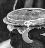 Crescent Moon Ashes into Silver Charm Bangle