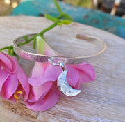 Crescent Moon Ashes into Silver Charm Cuff