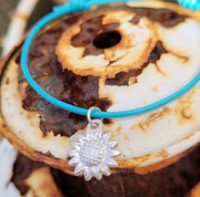 Big Sunflower Cord Charm Bracelet or Choker Necklace