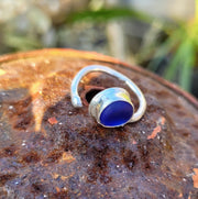 Cobalt Blue Dot Sea Glass Ring (230) XS