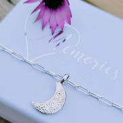 Crescent Moon Ashes Into Silver Long Link Bracelet