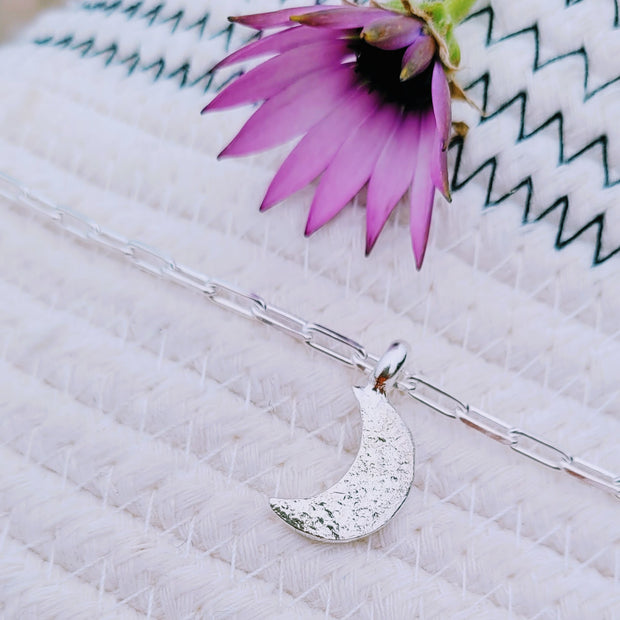Crescent Moon Ashes Into Silver Long Link Bracelet