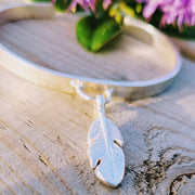 Feather Together Forever Ashes into Silver Charm Memory Bangle