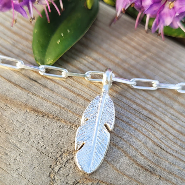 Ashes Into Silver Feather Long Link Bracelet