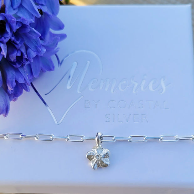 Ashes Into Silver Forget Me Knot Long Link Bracelet