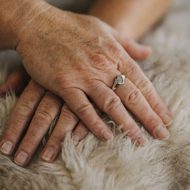 Treasured Memories Ashes Into Silver Heart Signet Ring